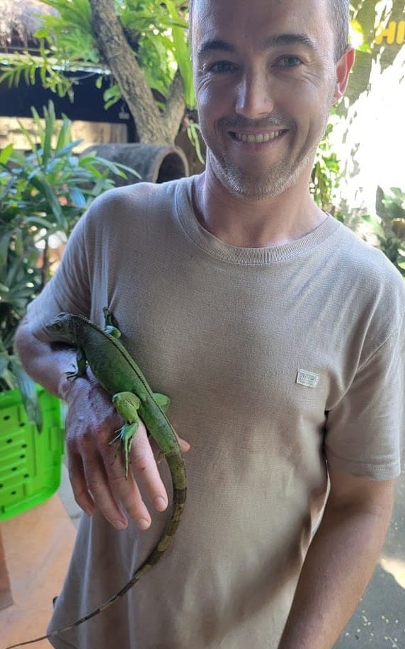 James holding a lizard